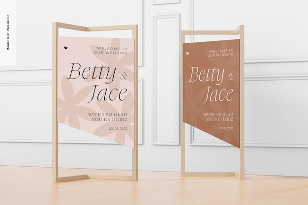 PSD rectangular wedding signs mockup