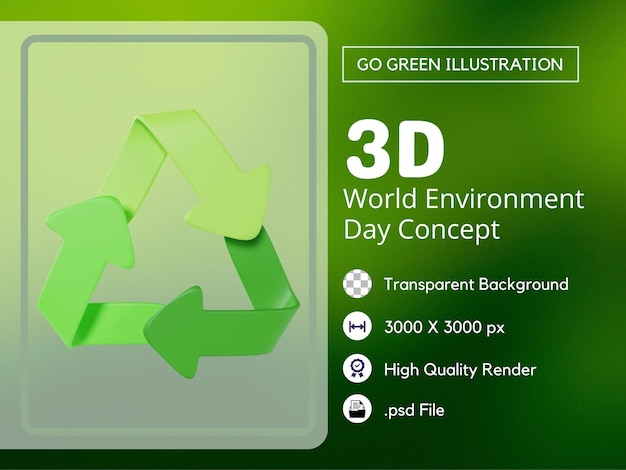 Recycle Icon 3D Illustration Premium PSD