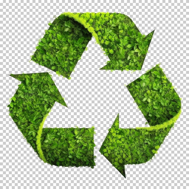 PSD recycle icon symbol in plants nature isolated on transparent background