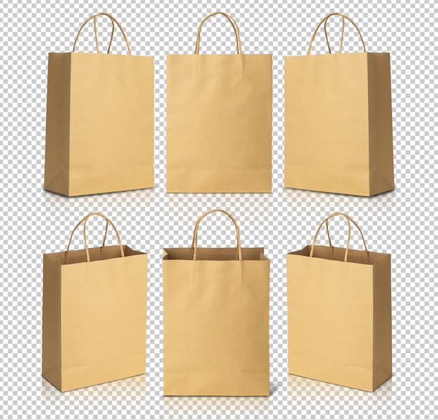 Recycled brown paper shopping bags mockup template for your design