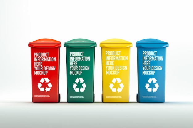 Recycling bins mockup on white background