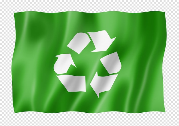 Recycling symbol flag isolated on white