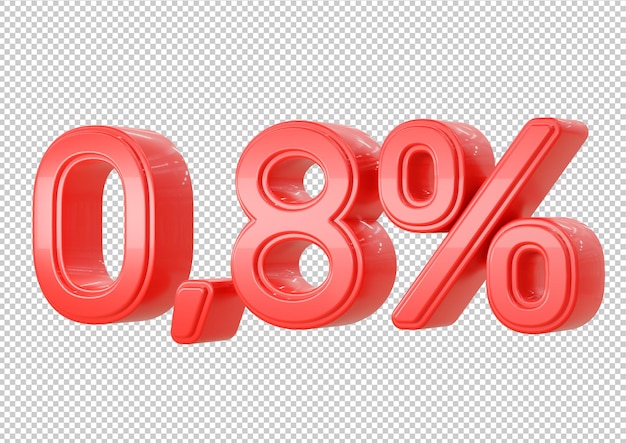 Red 08 percent discount mathematical financial and statistical symbol isolated on white background Special Offer Sale Up to Off Banner Advertising 3D rendering