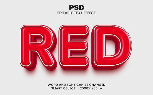 Red 3d editable photoshop text effect style with modern background