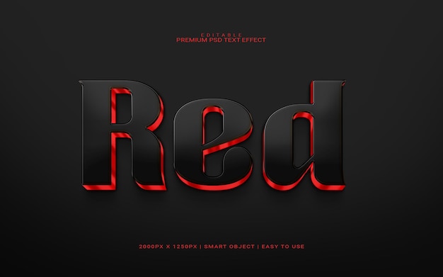 Red 3d editable premium psd text effect