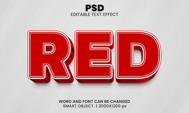 Red 3d editable text effect Premium Psd with background