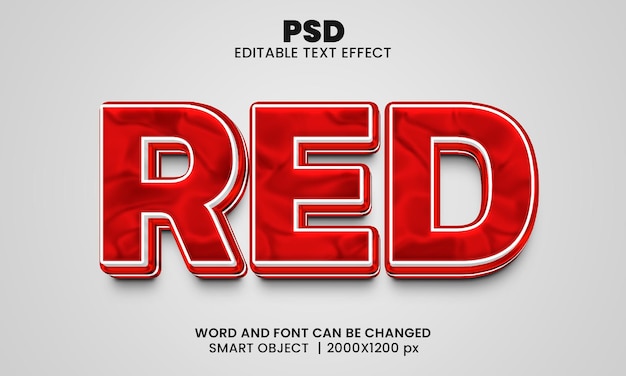 Red 3d editable text effect Premium Psd with background