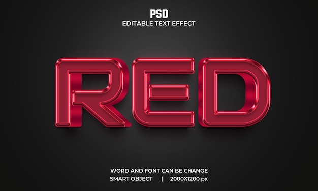 Red 3d editable text effect Premium Psd with background