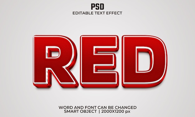 Red 3d editable text effect Premium Psd with background