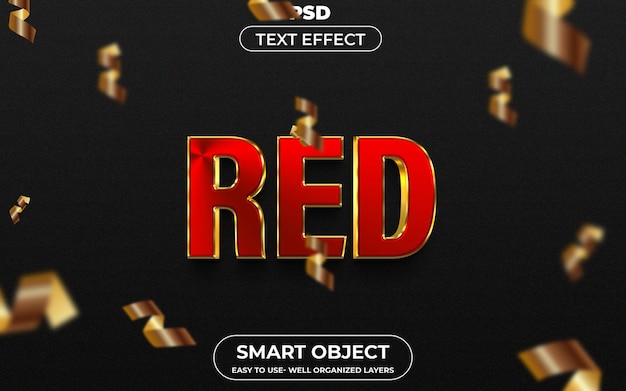 Red 3d Editable Text Effect style with background