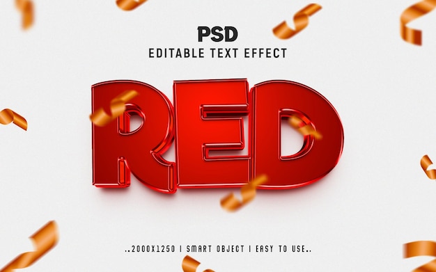 RED 3D Editable Text Effect Style