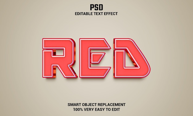 Red 3d editable text effect with background Premium Psd