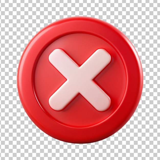 red 3d icon cancel transparent background