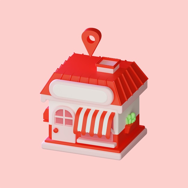 red 3d mini store