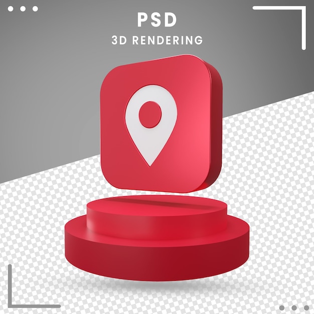 Red 3d Rotated Icon Location Isolated