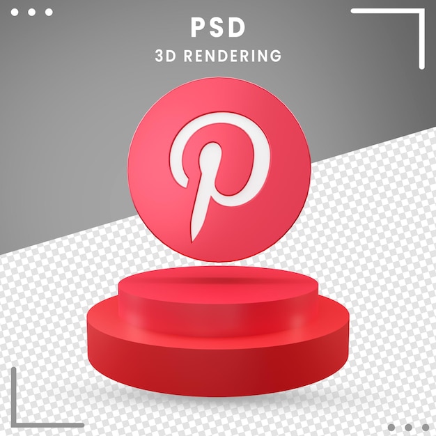 Red 3d Rotated Logo Icon Pinterest Isolated