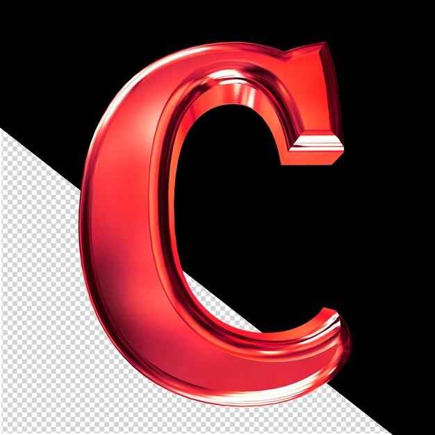 Red 3D symbol with bevel letter c