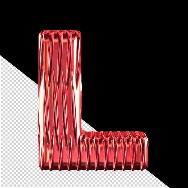 PSD red 3d symbol with vertical ribs letter l