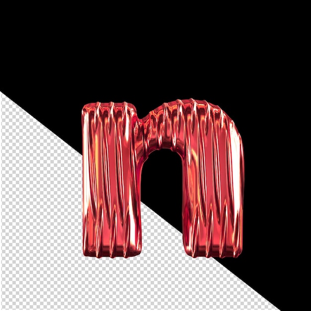 PSD red 3d symbol with vertical ribs letter n