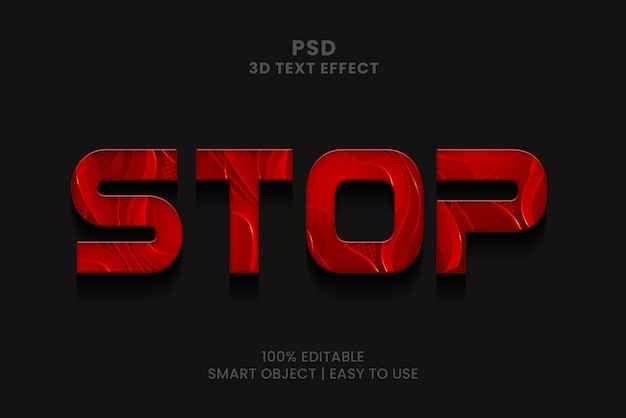 A red 3d text effect with the word stop on it.