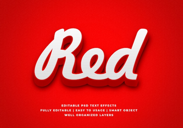 Red 3d text style effect mockup