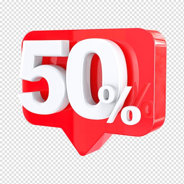 Red 50 text 3d rendering