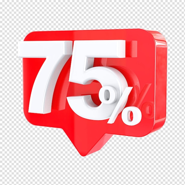 Red 75 text 3d rendering