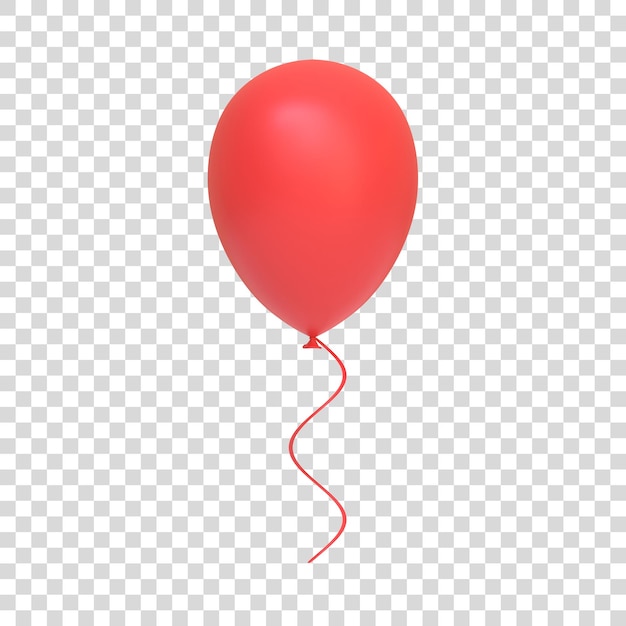 Red air balloon isolated on white background 3D render illustration