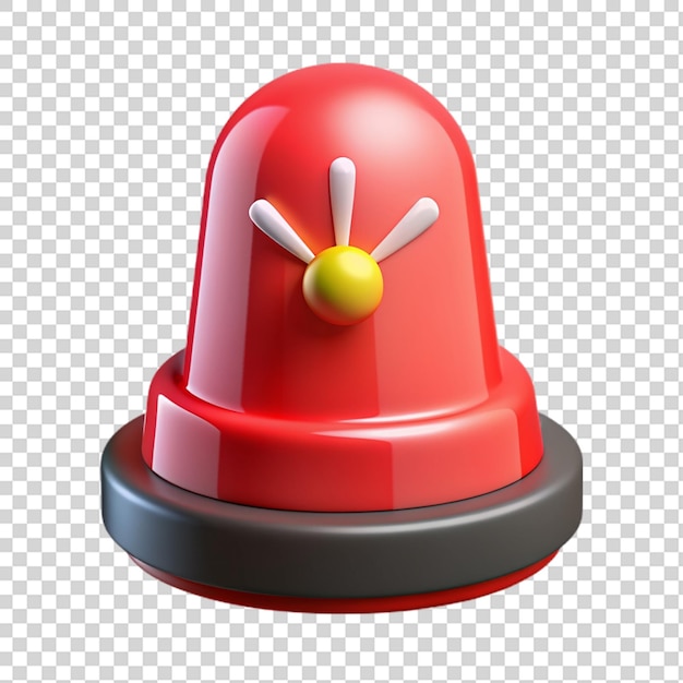 PSD red ambulance siren light icon 3d isolated on transparent background