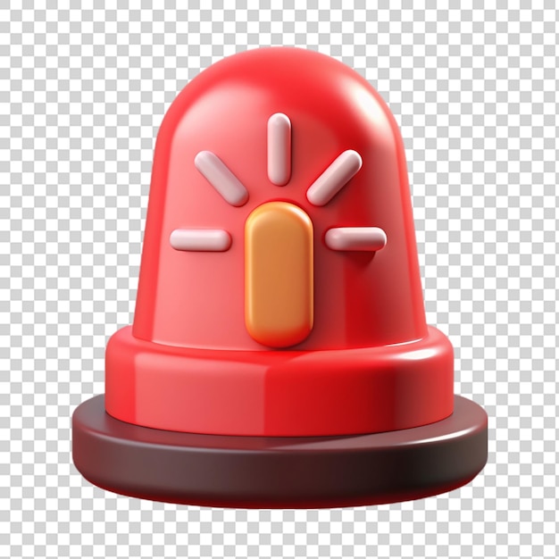 PSD red ambulance siren light icon 3d isolated on transparent background