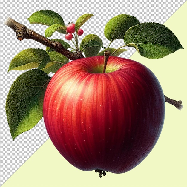 Red apple isolated on transparent background clipping path full depth of field