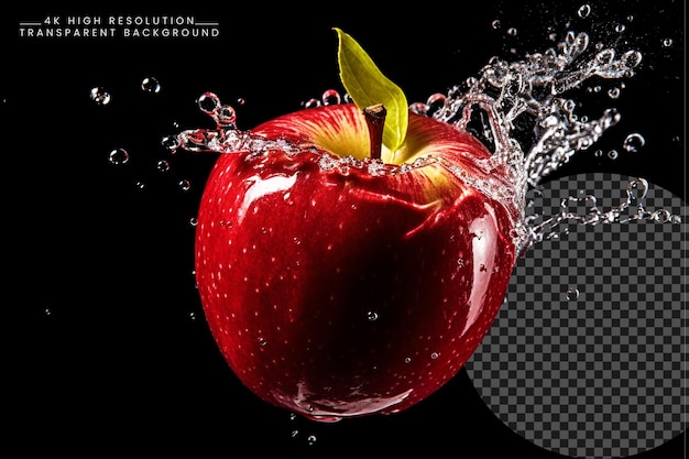 Red apple juicy splashes and organic apple a refreshing symphony of fruit goodness PNG