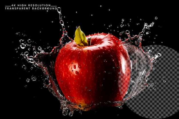 Red apple juicy splashes and organic apple a refreshing symphony of fruit goodness PNG