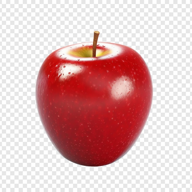 a red apple with a gold stem on a white background