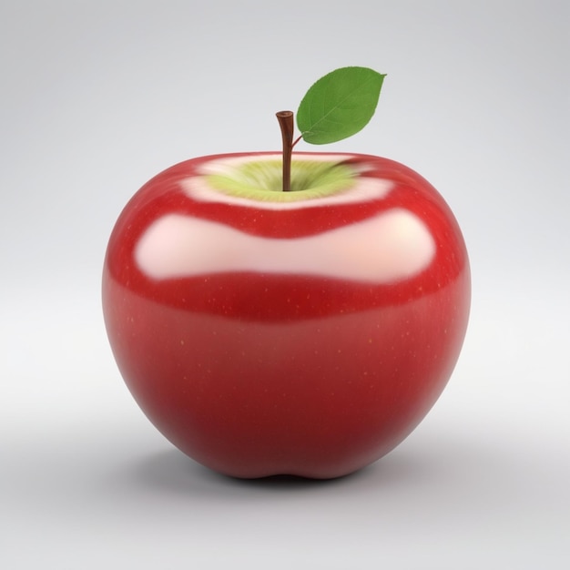 PSD a red apple with a green leaf on it