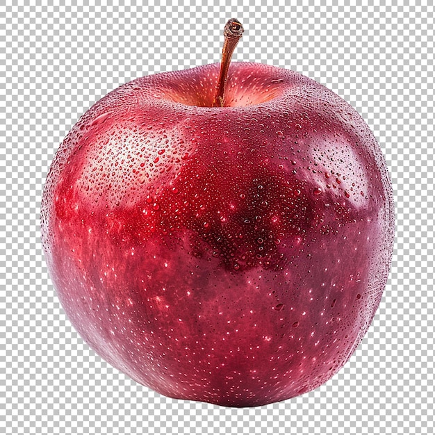 Red Apple with Green Leaves on transparent background