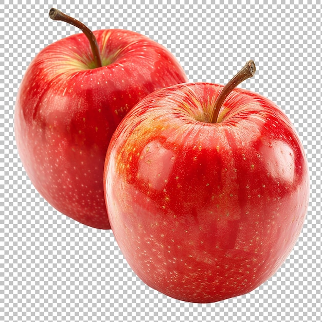 Red Apple with Green Leaves on transparent background