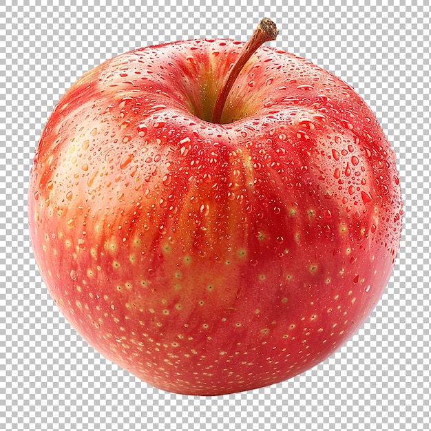 Red Apple with Green Leaves on transparent background