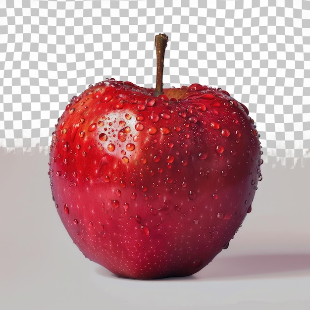 a red apple with water droplets on it