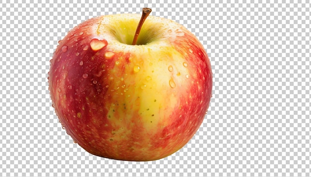 Red apple with water drops isolated on transparent background