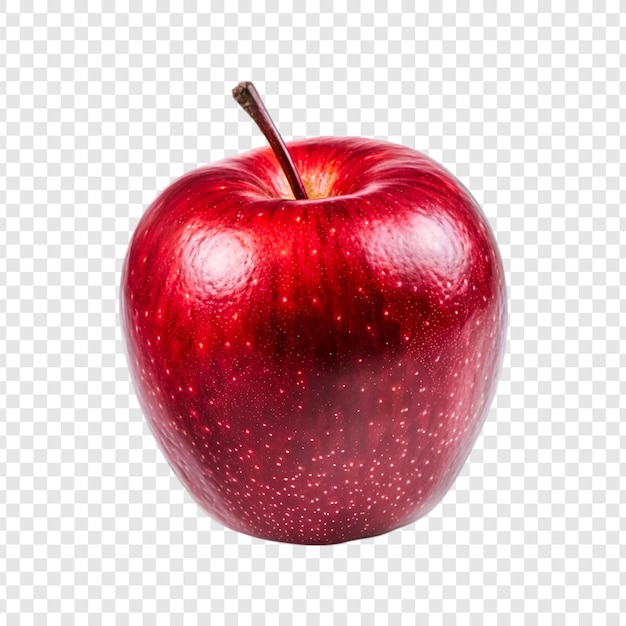 red apple with water drops on a transparent background