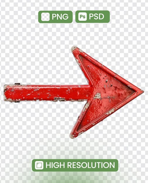 PSD red arrow png isolated on transparent background