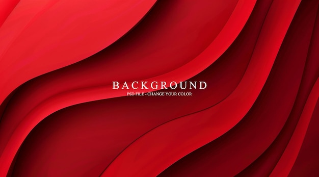 Red background with wavy abstract shapes presentation template