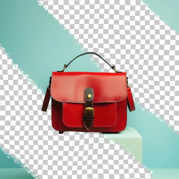 a red bag with a strap that says  stylish  on the bottom