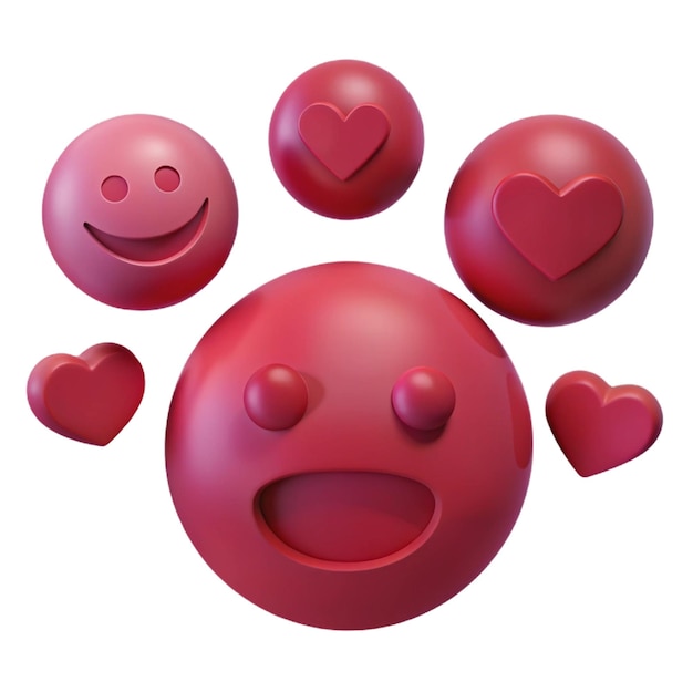 PSD a red ball with hearts and a face with one saying quot happy valentine quot