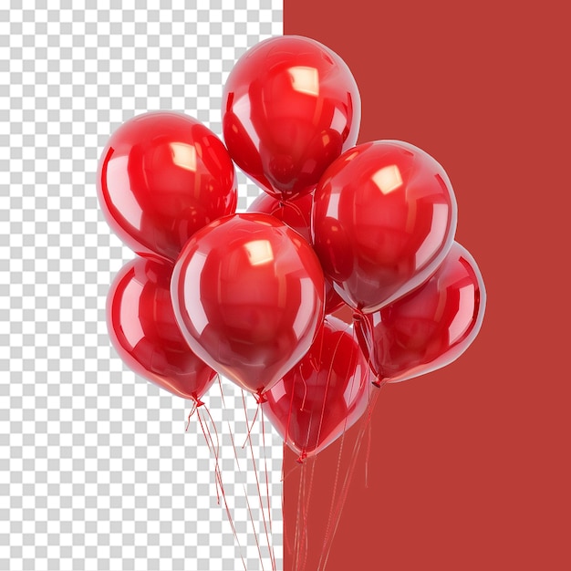 Red balloons png isolated on transparent background