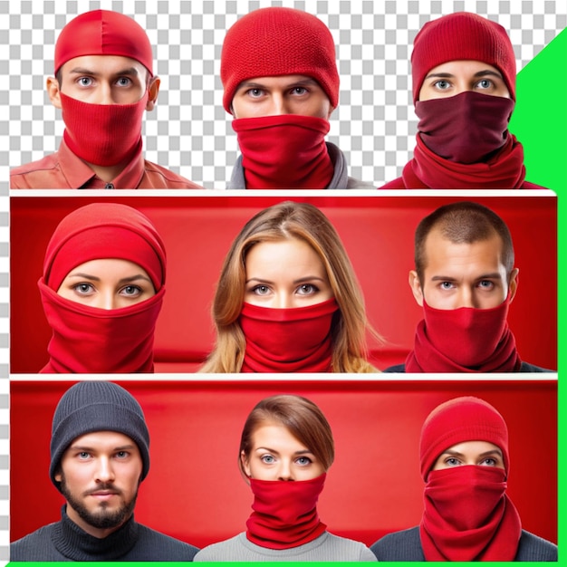 red banner design set A character from the game ninja on transparent background