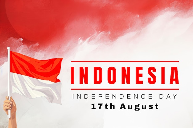 PSD red banner with the words indonesian independence day