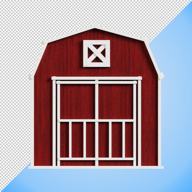 PSD a red barn 3d render illustration