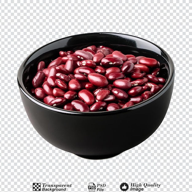 Red bean seeds in a black cup isolated on transparent background